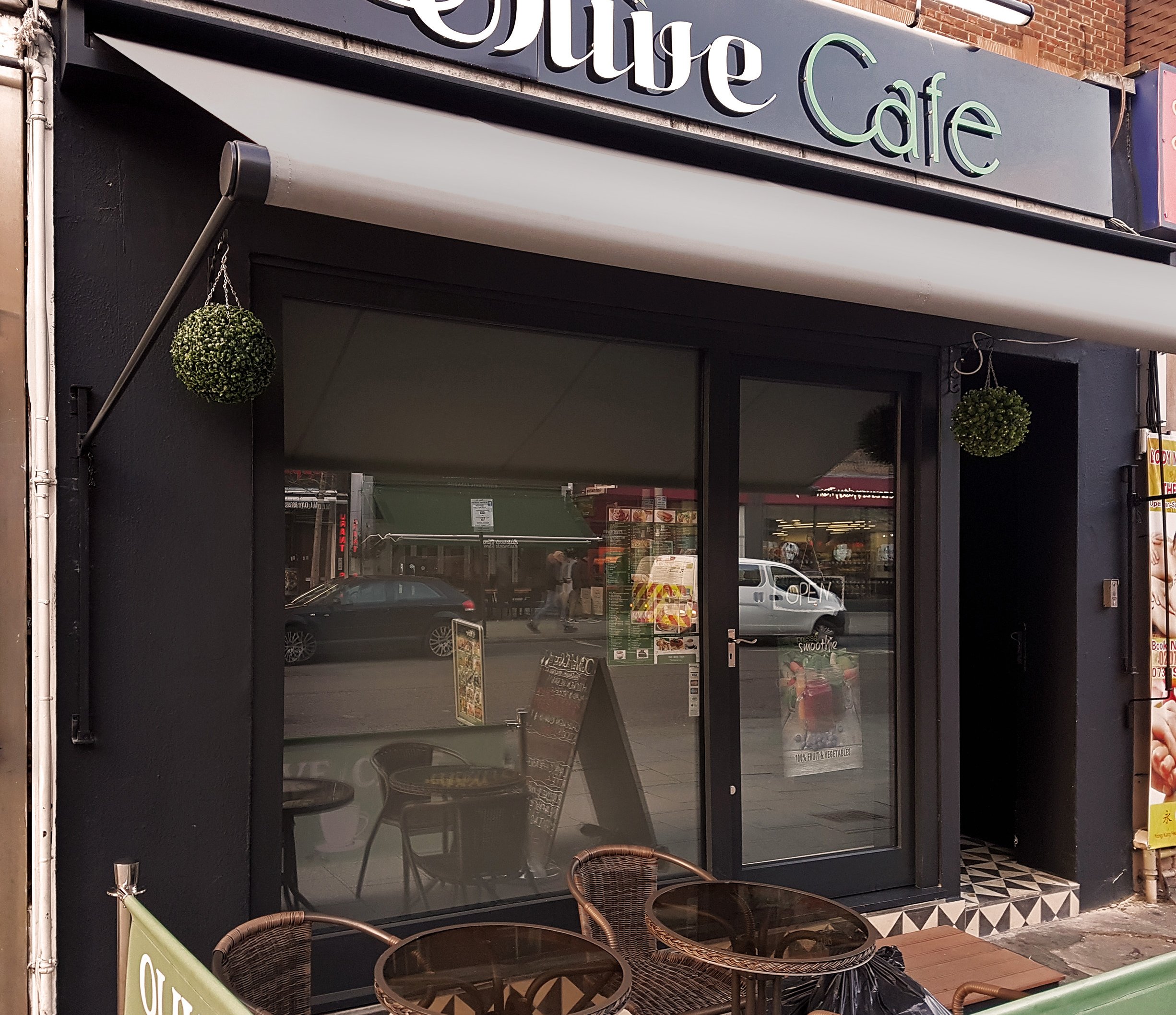 New Greenwich awning at Olive Cafe Morco Blinds